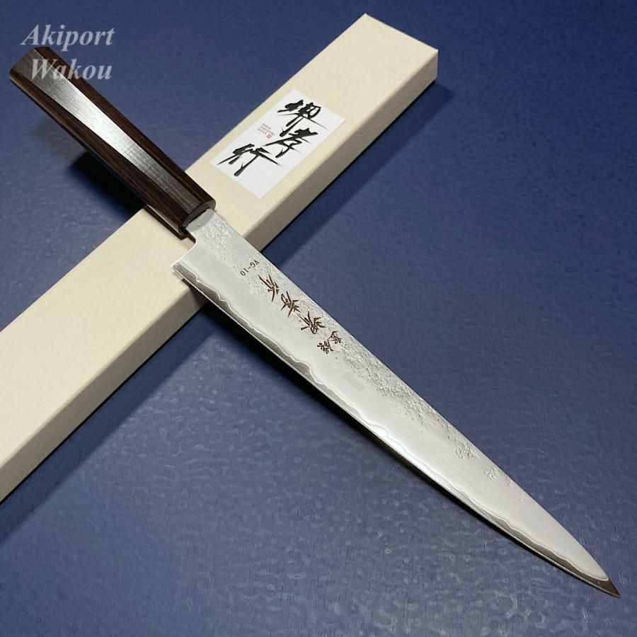 堺孝行 筋引 包丁 和筋引 240mm V金10号 VG10 梨地仕上げ 黒檀柄 日本