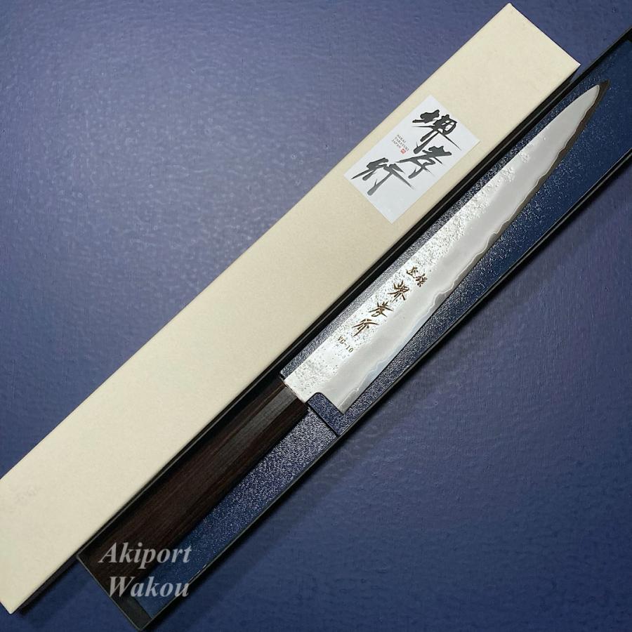 堺孝行 筋引 包丁 和筋引 240mm V金10号 VG10 梨地仕上げ 黒檀柄 日本