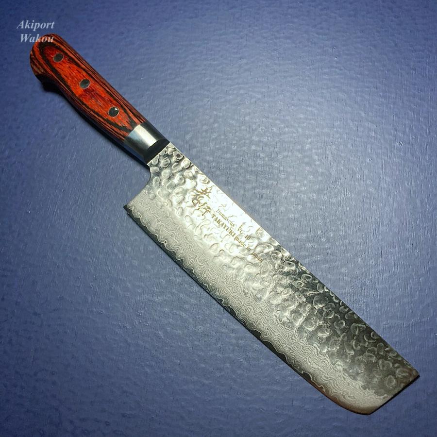 堺孝行 菜切包丁 160mm 33層槌目ダマスカス ミルフィーユ包丁 V金10号