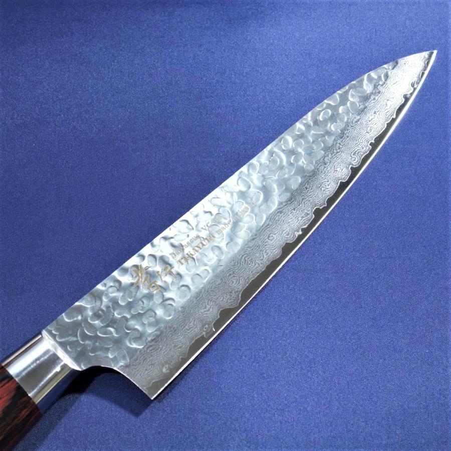堺孝行 牛刀 包丁 180mm 33層槌目ダマスカス  ミルフィーユ包丁 V金10号 日本製 青木刃物製作所の画像