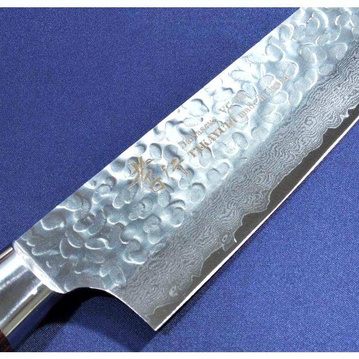 堺孝行 牛刀 包丁 180mm 33層槌目ダマスカス  ミルフィーユ包丁 V金10号 日本製 青木刃物製作所の画像