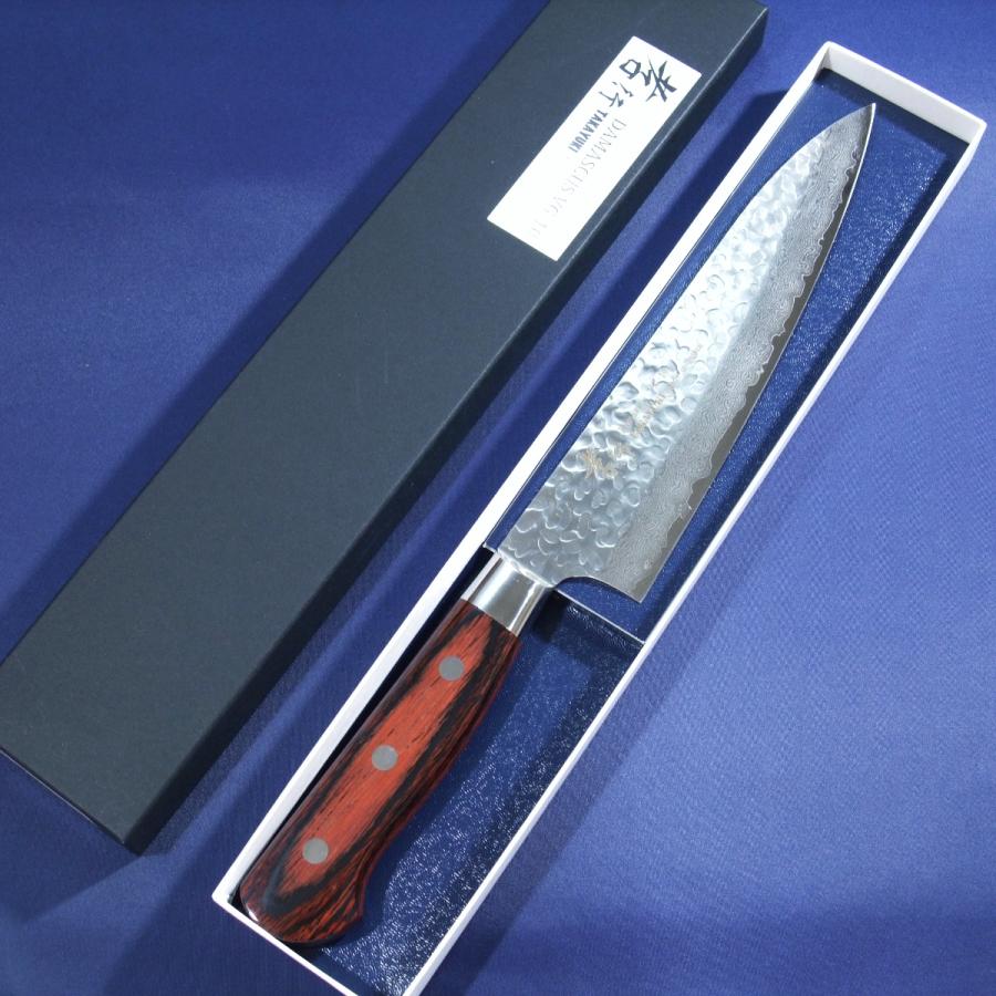 堺孝行 牛刀 包丁 180mm 33層槌目ダマスカス  ミルフィーユ包丁 V金10号 日本製 青木刃物製作所の画像