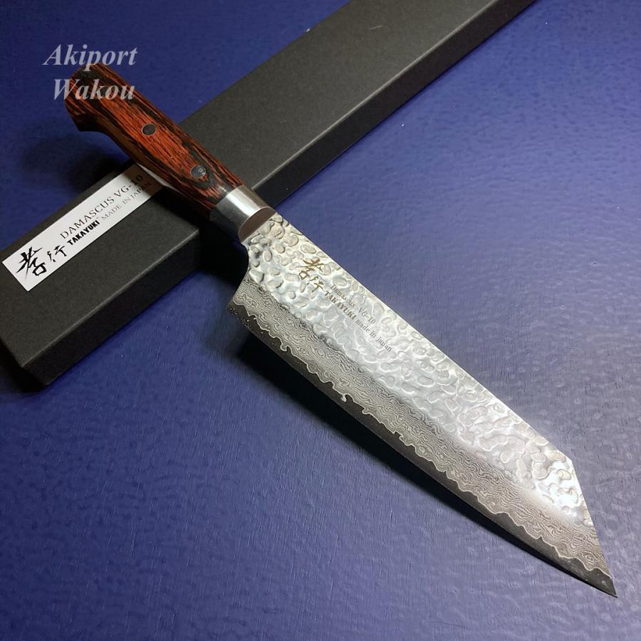 堺孝行 剣型三徳 万能包丁 VG10 槌目ダマスカス 樫漆柄 日本製