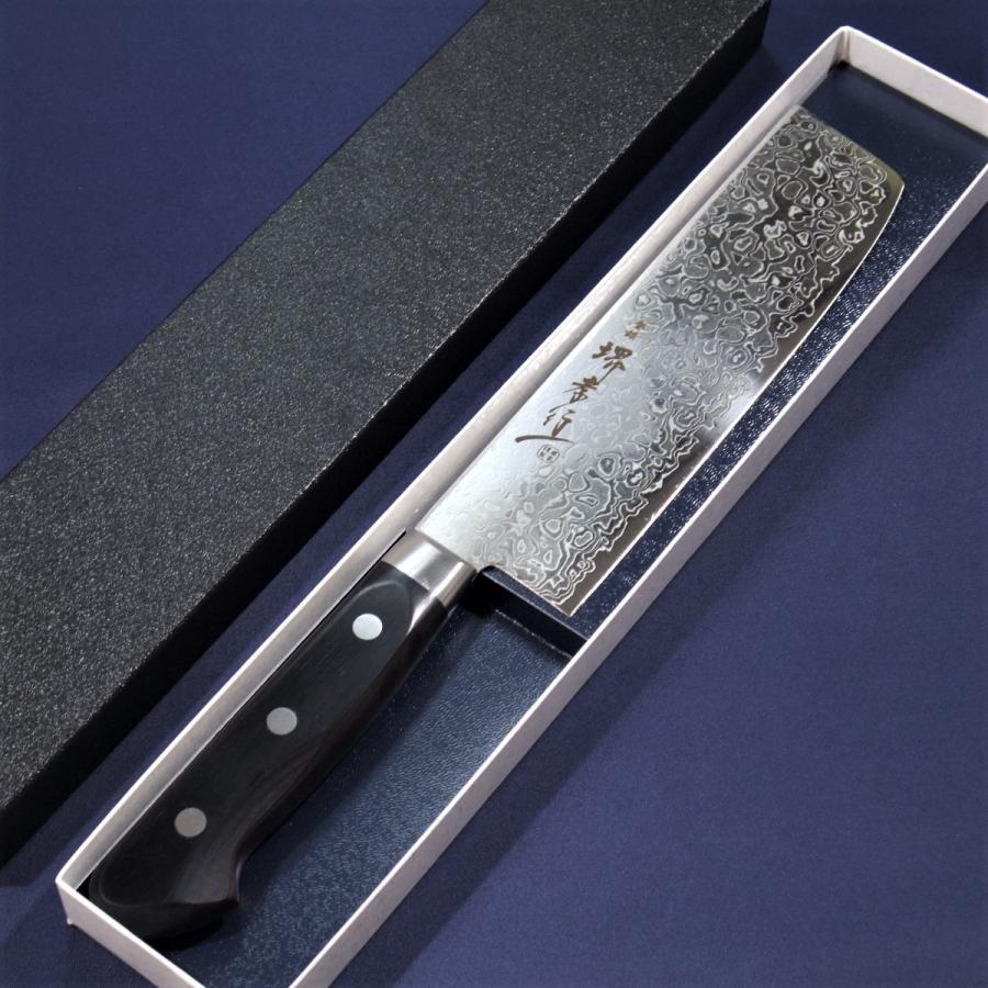 堺孝行 菜切 薄刃包丁 160ｍｍ 45層 ダマスカス ミラー 超硬ステンレス AUS10 日本製 青木刃物製作所の画像