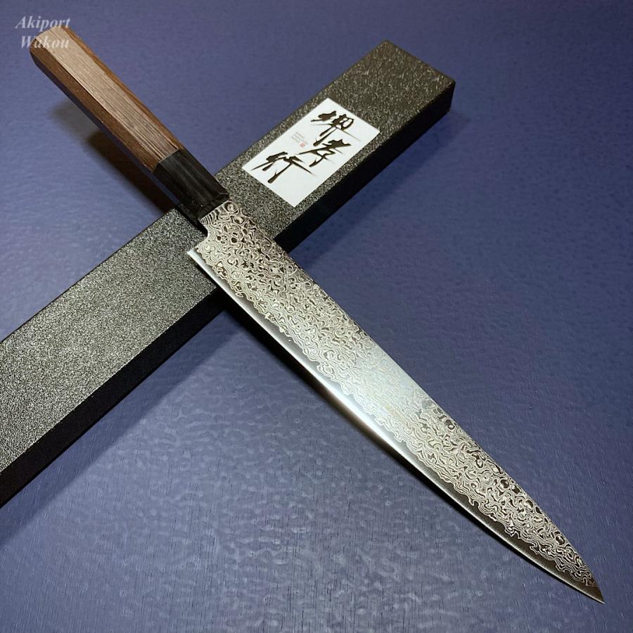 堺孝行 筋引 240mm ZA18鋼 69層ダマスカス 錆びにくい 包丁 日本製