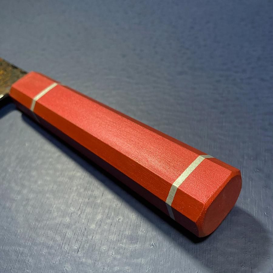 堺孝行 牛刀 包丁 和牛刀 210mm 皇赤柄 樫漆柄 VG10 V金10号 33層槌目