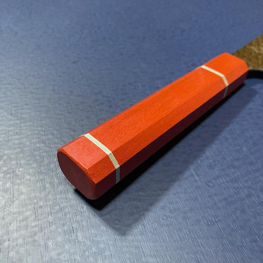 堺孝行 剣型三徳 万能包丁 160mm 皇赤柄 樫漆柄 VG10 V金10号 33層槌目