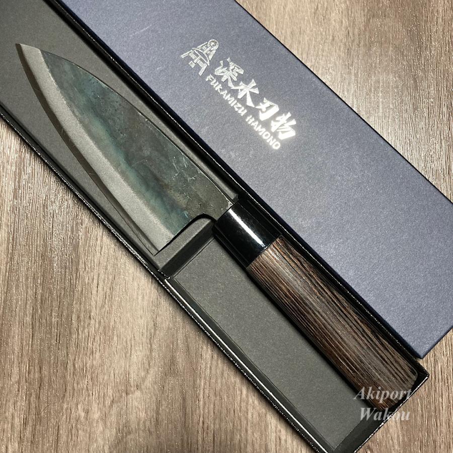 深水刃物 出刃包丁 150mm 15cm 黒打仕上げ 白紙一号 白一鋼 両刃 薩摩