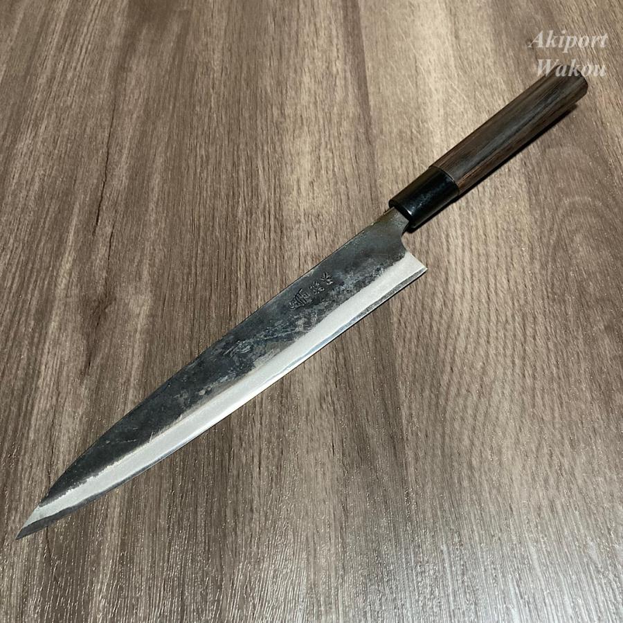 深水刃物 刺身包丁 柳刃 210mm 21cm 黒打仕上げ 白紙一号 白一鋼 深水刃物 刺身包丁 柳刃 210mm 21cm 黒打仕上げ 白紙一号 白一鋼