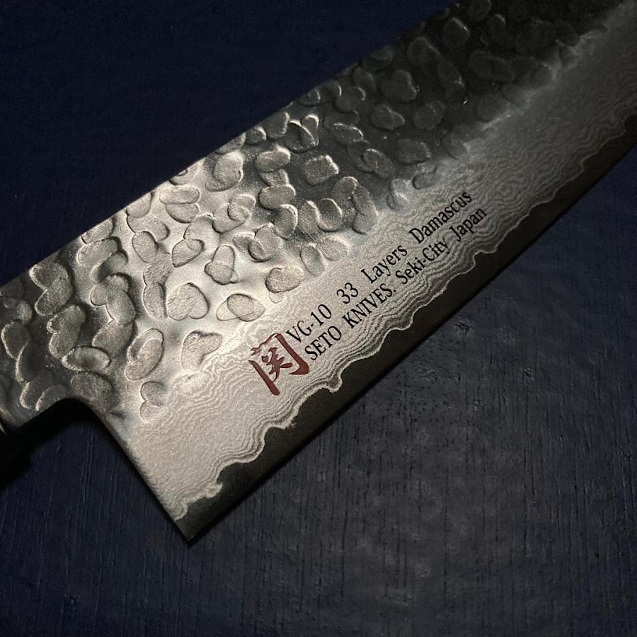 伊勢屋 I-5 三徳 包丁 180mm 鎚目33層ダマスカス V金10号 瀬戸