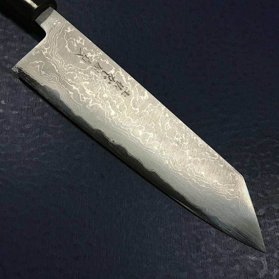 和包丁 文化包丁 切付 青ニ鋼 青紙二号 ダマスカス 磨き仕上げ 165mm