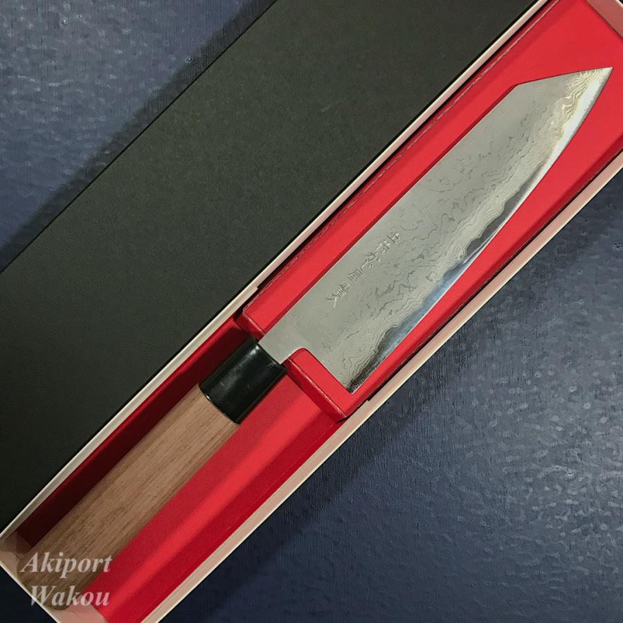 包丁 菜切包丁 ダマスカス 安来鋼青紙2号 165mm ワイン丸柄 包丁 菜切