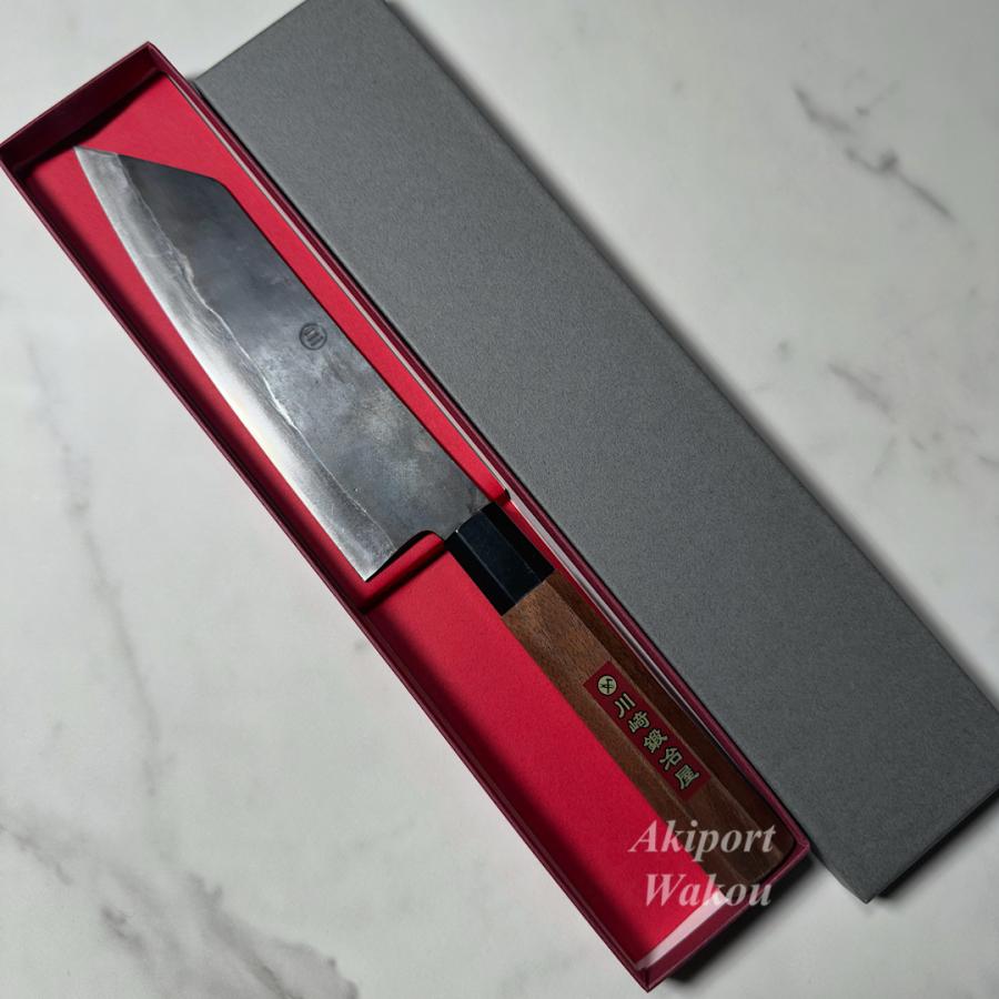 和包丁 文化包丁 切付包丁 180mm 青紙ニ号 青ニ鋼 胡桃八角柄 黒打ち