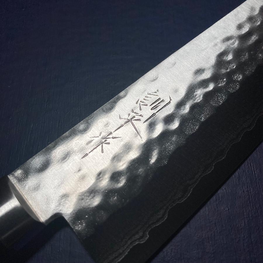 訓平作　菜切　包丁　165ｍｍ　槌目ダマスカス V金10号　黒柄　越前打刃物 訓平作 菜切 包丁 165mm 槌目ダマスカス V金10号 黒柄 越前打刃物