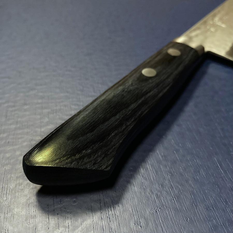 訓平作 三徳 包丁 170mm 刻流 槌目ダマスカス V金10号 紺柄 ギフト