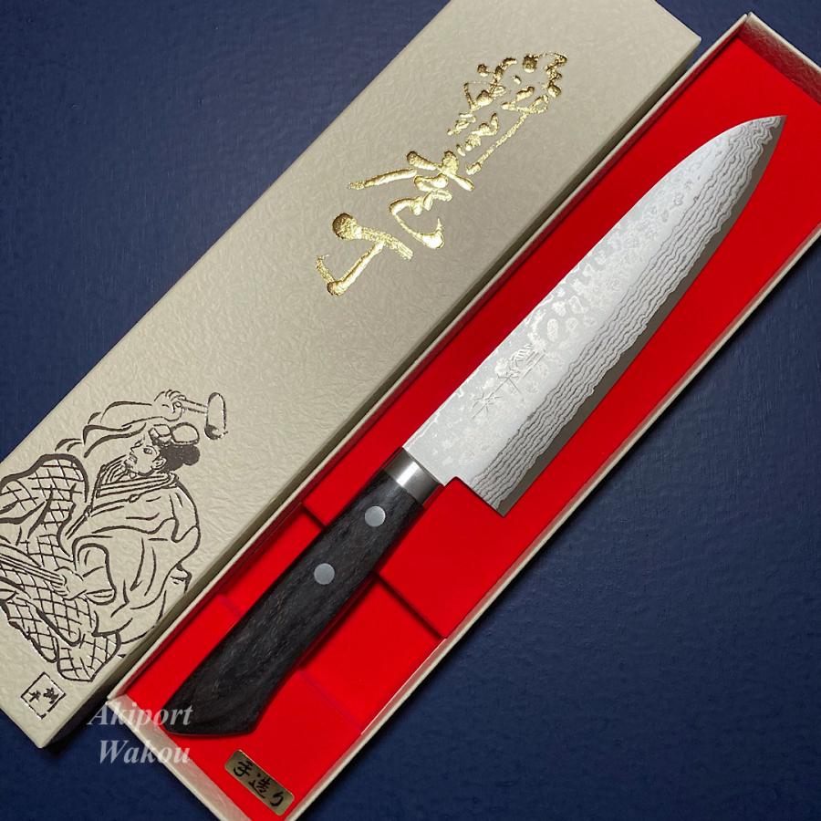 訓平作 牛刀 包丁 180mm 彩流 積層ダマスカス V金10号 黒合板柄 越前