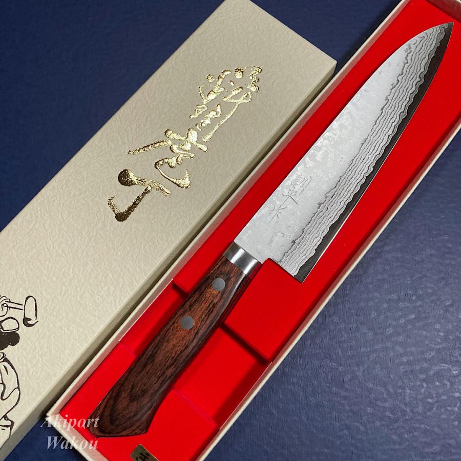 訓平作 牛刀 包丁 180mm 彩流 積層ダマスカス V金10号 マホガニー柄