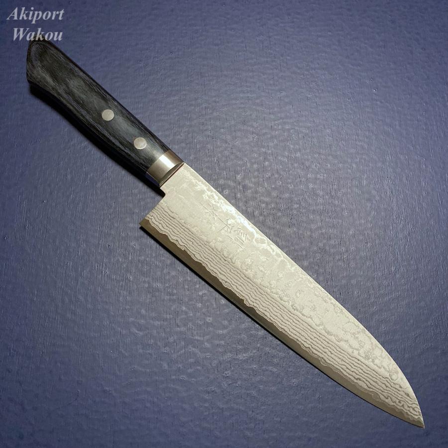 訓平作 牛刀 包丁 180mm 彩流 積層ダマスカス V金10号 紺合板柄