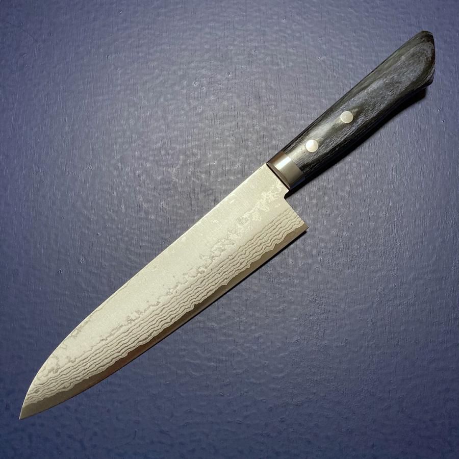 訓平作 牛刀 包丁 180mm 彩流 積層ダマスカス V金10号 紺合板柄