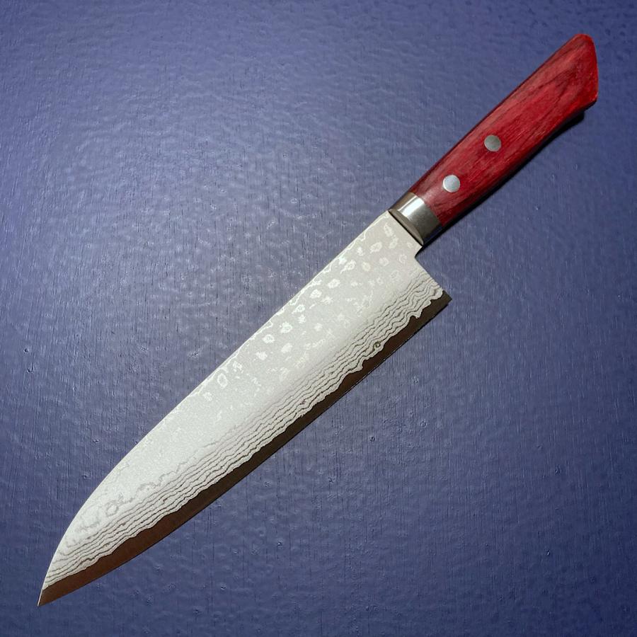 訓平作 牛刀 包丁 180mm 彩流 積層ダマスカス V金10号 赤柄 ギフト
