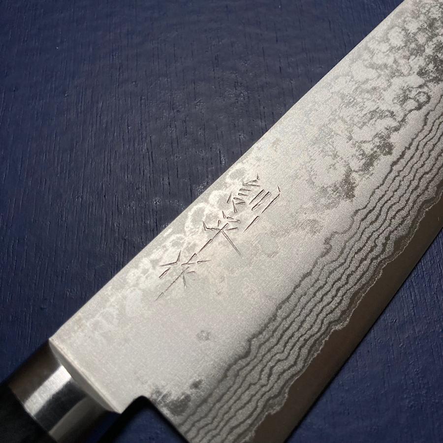 訓平作 三徳 包丁 170mm 彩流 積層ダマスカス V金10号 黒柄 よく