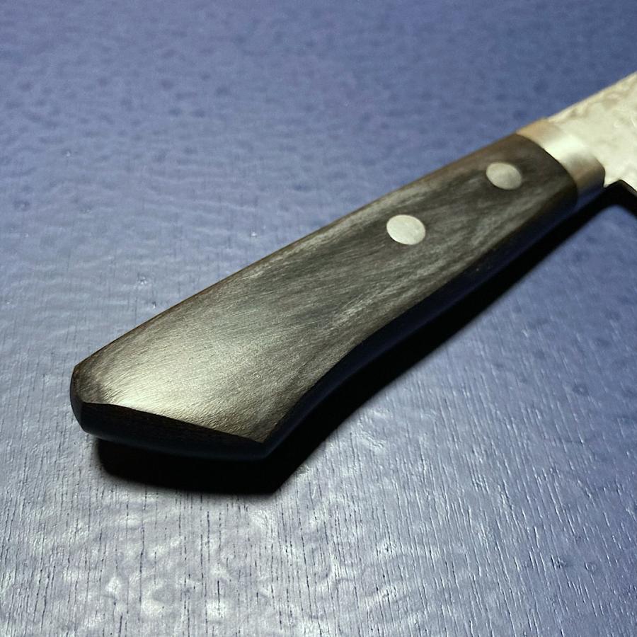 訓平作　小三徳　包丁　130mm   彩流　積層ダマスカス  V金10号　黒柄　よく切れる　越前打刃物　増谷刃物 |  | 06