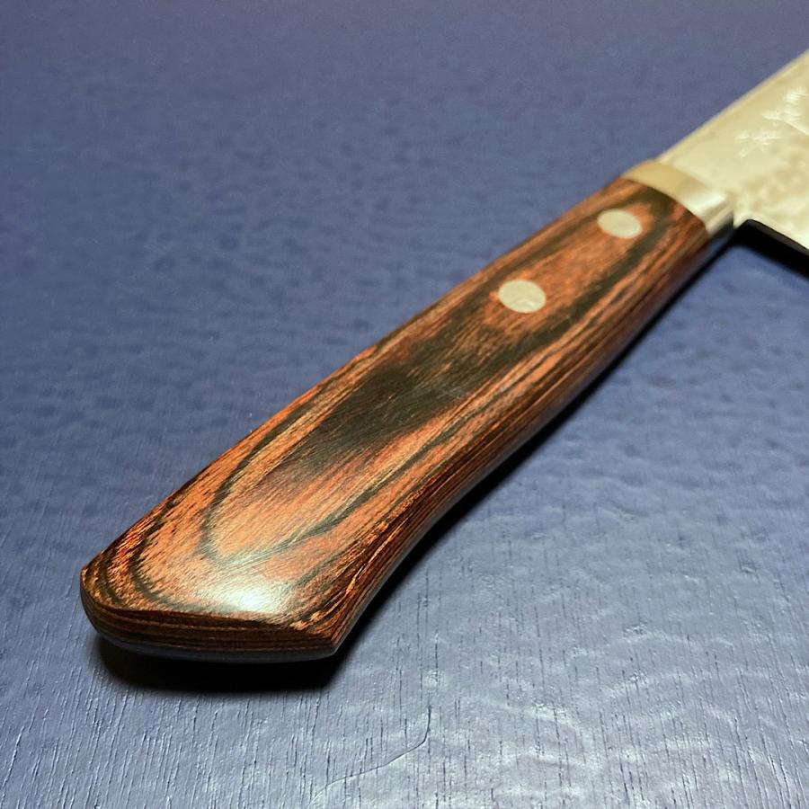 訓平作 三徳 包丁 170mm 彩流 積層ダマスカス V金10号 マホガニー柄