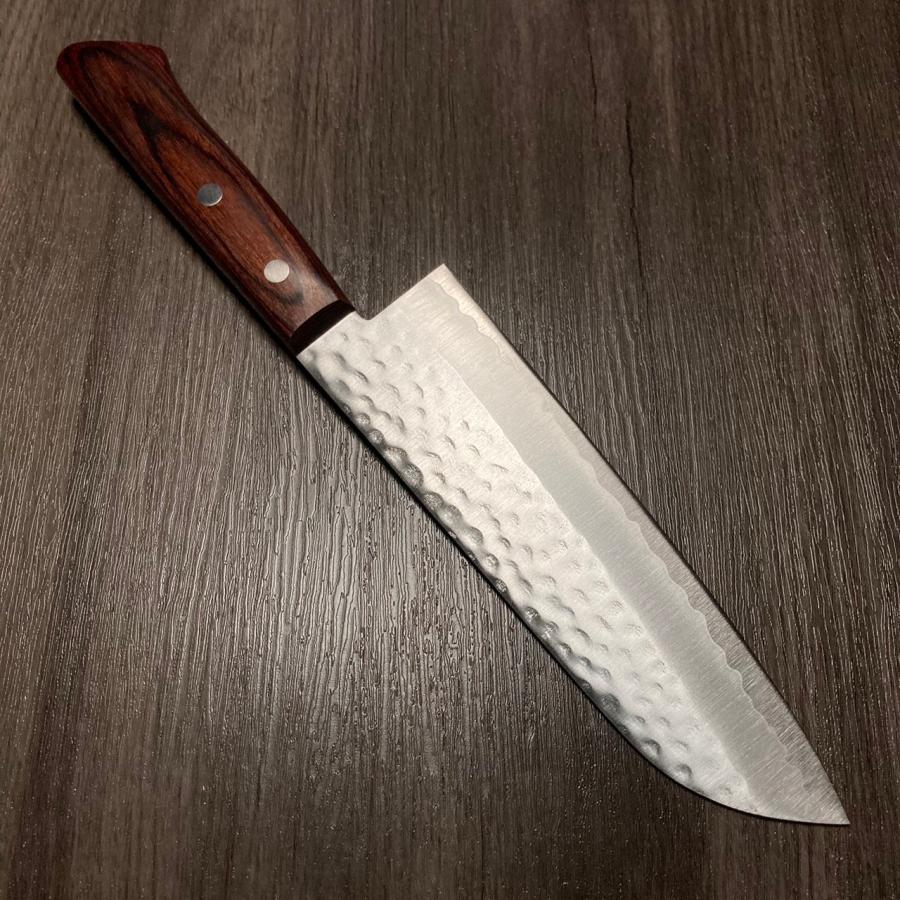 訓平作 三徳包丁 槌目仕上げ V金1号 VG1 マホガニー柄 錆びにくい よく