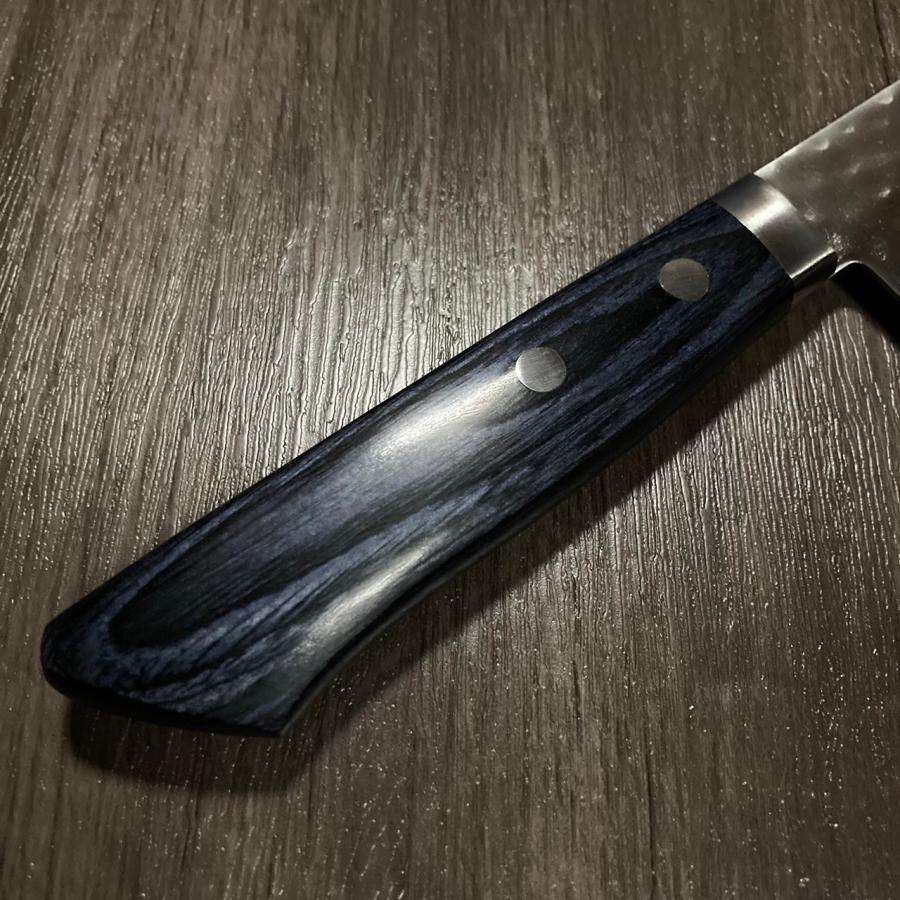 訓平作　菜切　包丁　165ｍｍ　槌目ダマスカス V金10号　黒柄　越前打刃物 訓平作 菜切 包丁 165mm 槌目ダマスカス V金10号 紺柄 越前打刃物 訓