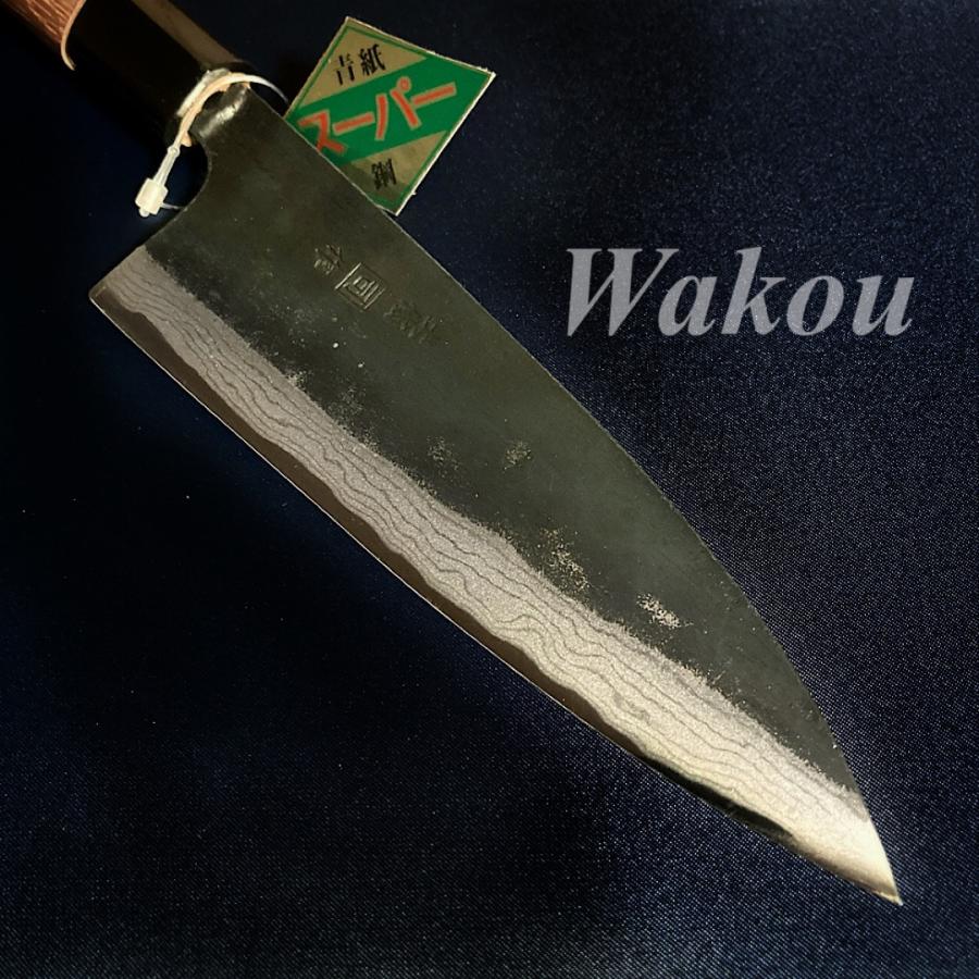 司作 忠義鍛造 舟行包丁 150mm 15cm 青紙スーパー ダマスカス 黒打ち 