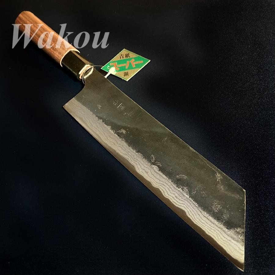 司作 忠義鍛造 切付包丁 210mm 21cm 青紙スーパー ダマスカス 黒 司作 忠義鍛造 切付包丁 210mm 21cm 青紙スーパー ダマスカス 黒