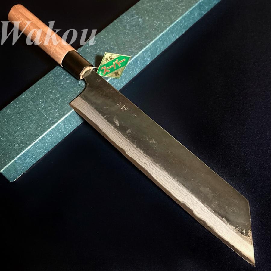 司作　忠義鍛造　切付包丁　240mm  24cm   青紙スーパー　ダマスカス　黒打ち仕上げ　土佐打刃物　職人の鍛造品　｜kitchenwakou｜08