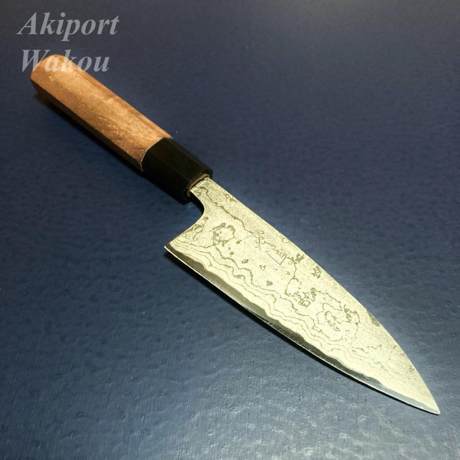 司作 忠義鍛造 舟行包丁 120mm 12cm 白紙一号 白一鋼 ダマスカス 本