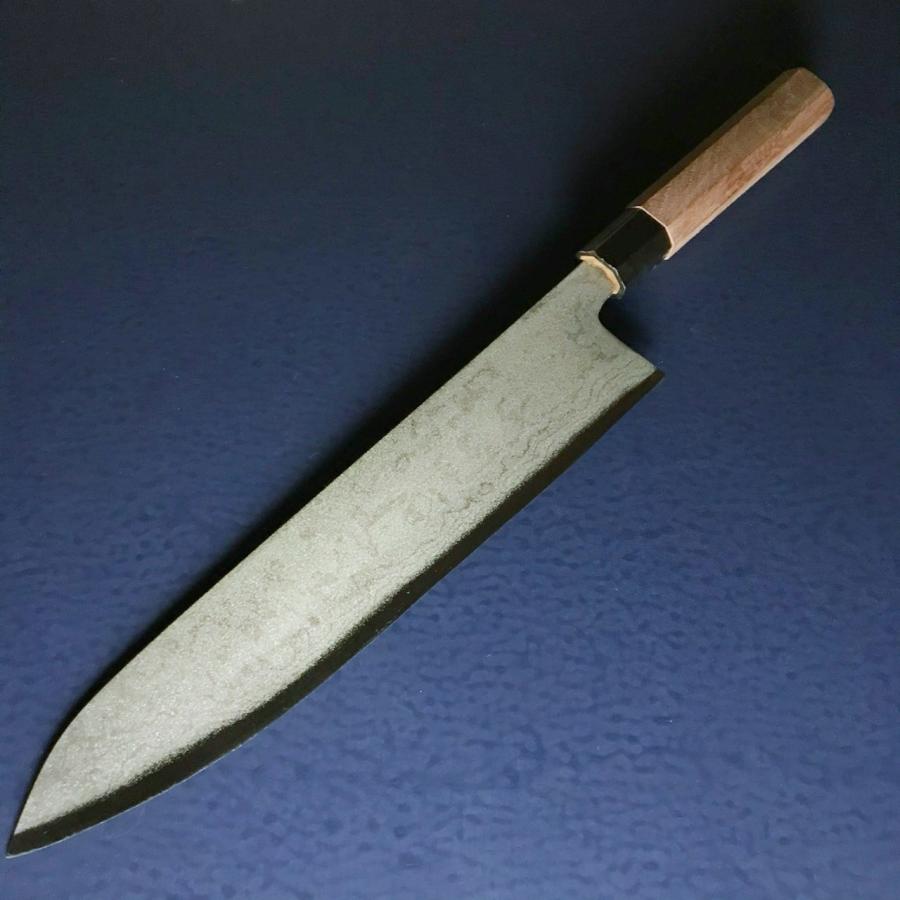司作 忠義鍛造 牛刀 包丁 240mm 24cm 白紙一号 白一鋼 ダマスカス 両刃