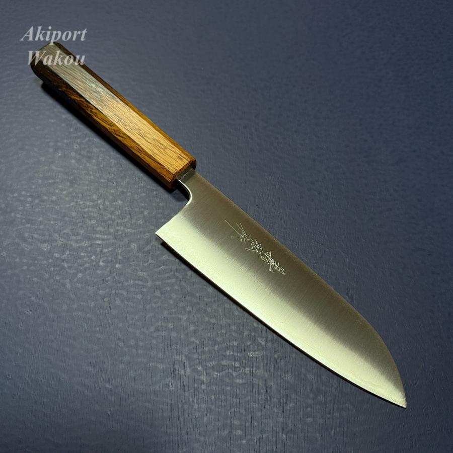 義弘作　三徳　本黒　包丁　6寸　青鋼 山脇刃物製作所　紫檀白水牛八角柄 義弘作 三徳 包丁 黒打 ステンレス AUS-8A 山脇刃物 紫檀八角柄 【公式
