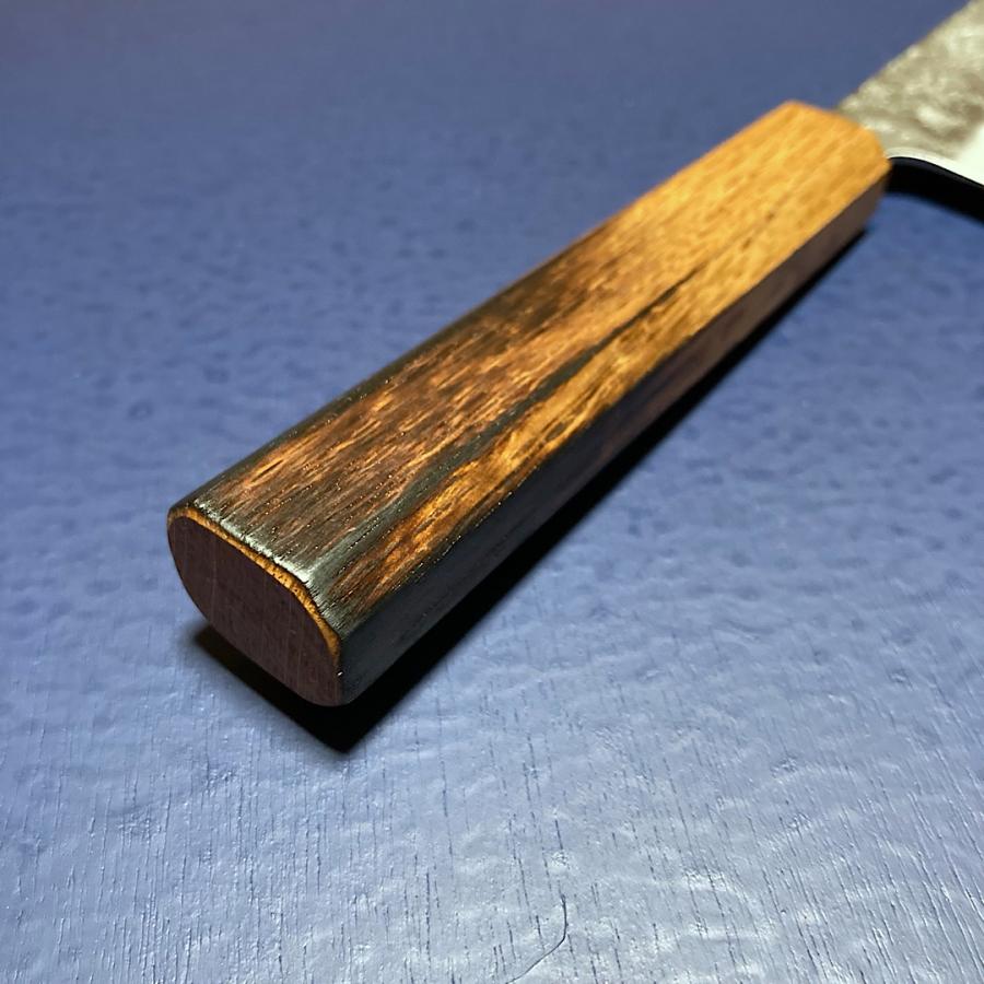 包丁 文化包丁 170mm 義弘作 銀三鋼 銀紙三号 梨地仕上げ 樫焼漆柄