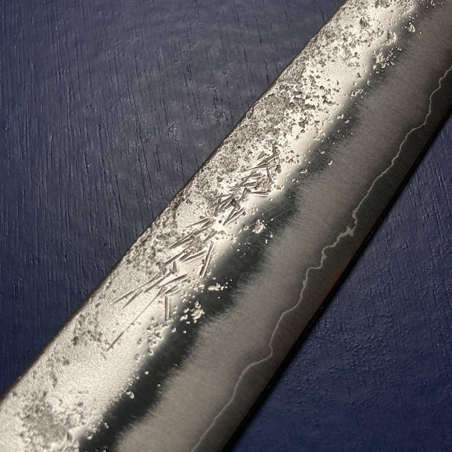 包丁 筋引 240mm 義弘作 銀三鋼 銀紙三号 梨地仕上げ 樫漆柄 山脇刃物