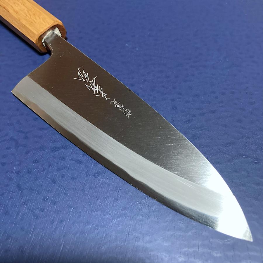 義弘作 三徳 本黒 包丁 6寸 白ニ鋼 山脇刃物製作所 紫檀八角