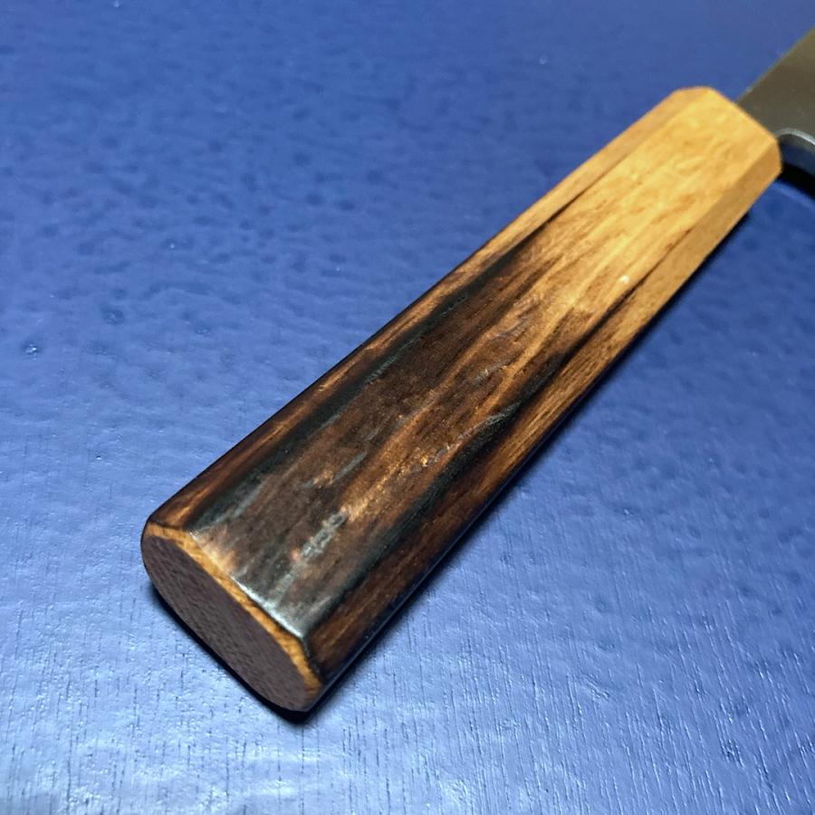義弘作 出刃包丁 片刃 白ニ鋼 白紙二号 上作 150mm 樫八角柄 山脇刃物