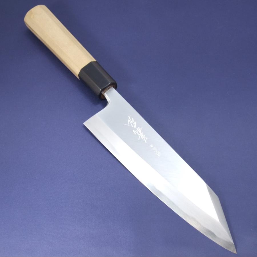 義弘作 切付出刃 包丁 白ニ鋼 上作 180mm 朴八角柄 水牛口輪柄 義弘作 切付出刃 包丁 白ニ鋼 上作 180mm 朴八角柄 水牛口輪柄