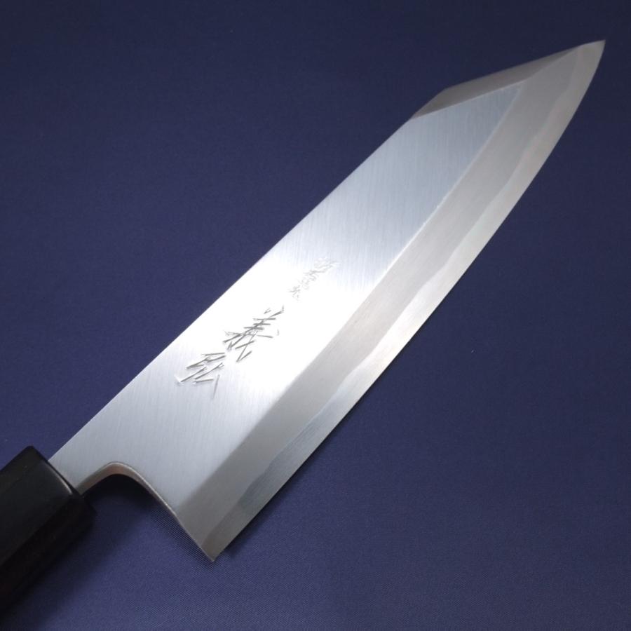 義弘作 切付出刃 包丁 白ニ鋼 上作 180mm 朴八角柄 水牛口輪柄 義弘作 切付出刃 包丁 白ニ鋼 上作 180mm 朴八角柄 水牛口輪柄