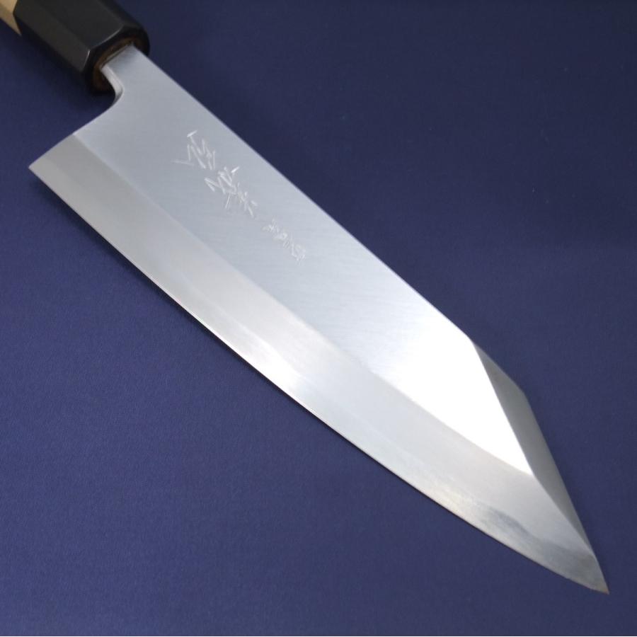 義弘作 切付出刃 包丁 白ニ鋼 上作 180mm 朴八角柄 水牛口輪柄 義弘作 切付出刃 包丁 白ニ鋼 上作 180mm 朴八角柄 水牛口輪柄
