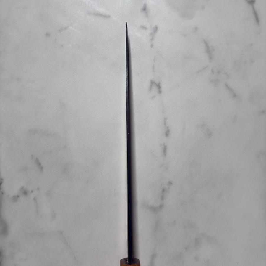 郷右馬允義弘 牛刀 包丁 240mm 白紙2号 黒打ち仕上げ 両刃 樫八角柄 堺