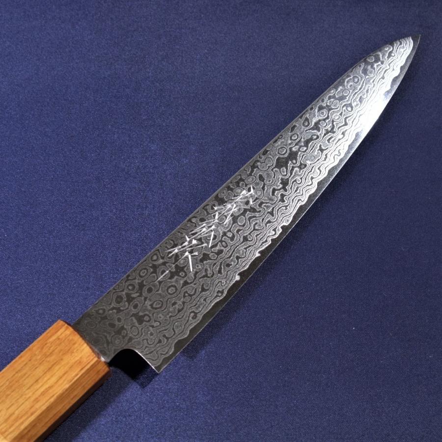 包丁 ペティナイフ 150mm 義弘作 ZA18鋼 69層ダマスカス 樫八角柄  