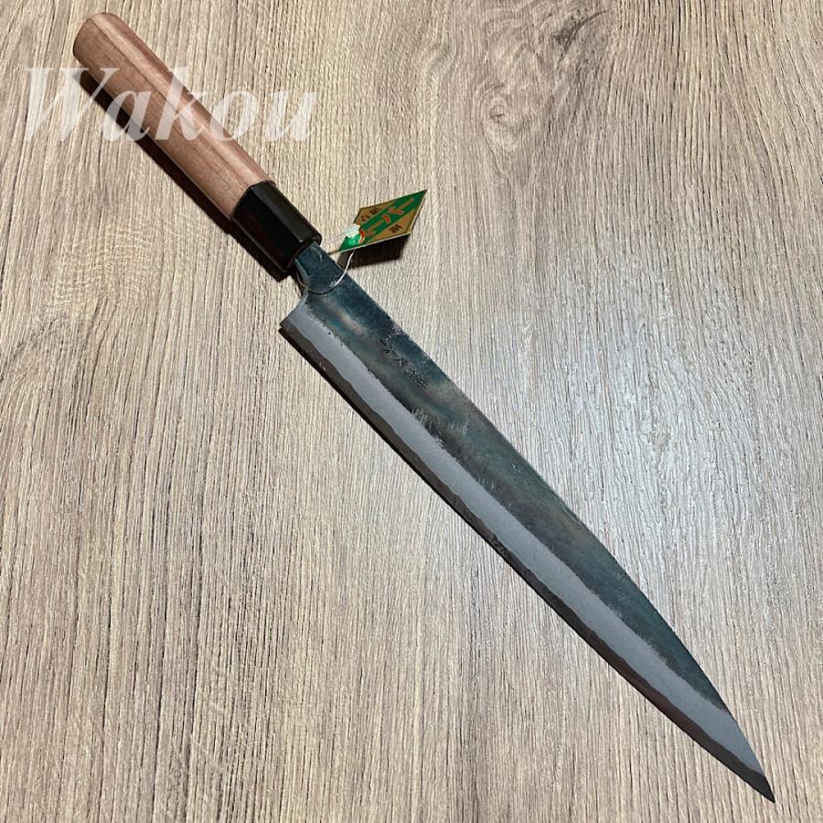 ZAKURI 柳刃 刺身包丁 240mm 24cm 青紙スーパー 両刃 胡桃柄 黒 ZAKURI 柳刃 刺身包丁 240mm 24cm 青紙スーパー 両刃 胡桃柄 黒