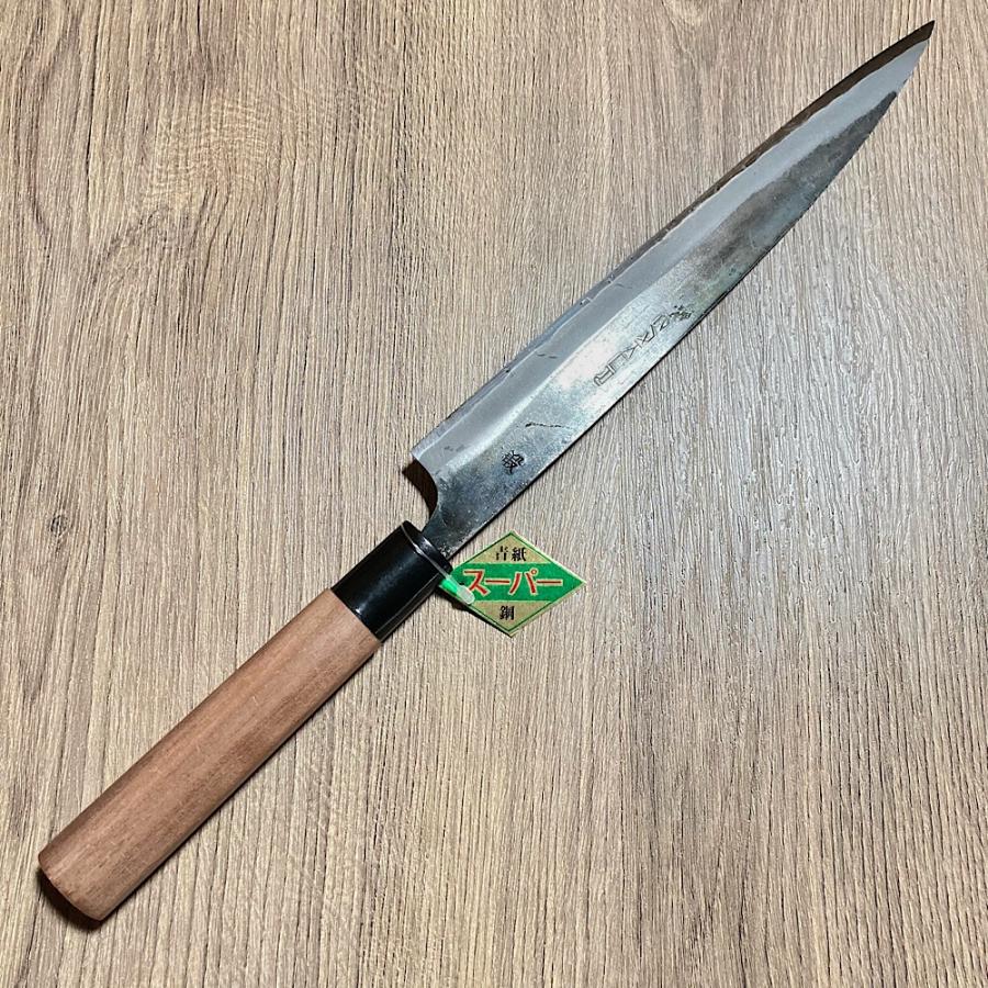ZAKURI 柳刃 刺身包丁 240mm 24cm 青紙スーパー 両刃 胡桃柄 黒 ZAKURI 柳刃 刺身包丁 240mm 24cm 青紙スーパー 両刃 胡桃柄 黒
