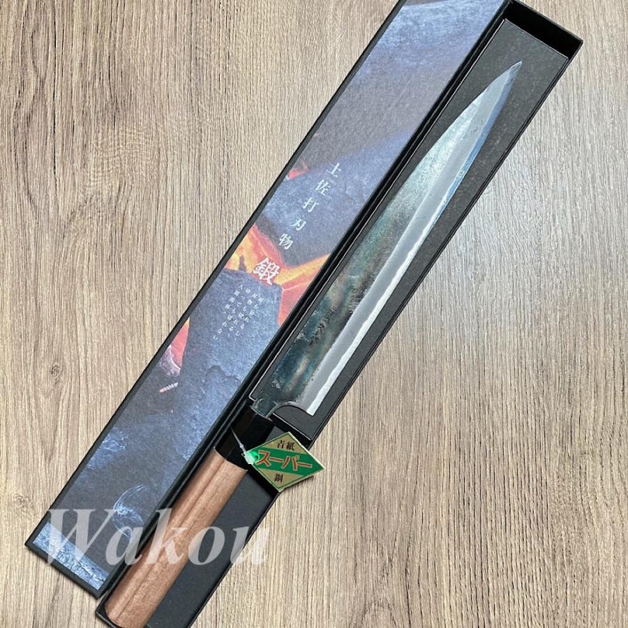 ZAKURI 柳刃 刺身包丁 240mm 24cm 青紙スーパー 両刃 胡桃柄 黒 ZAKURI 柳刃 刺身包丁 240mm 24cm 青紙スーパー 両刃 胡桃柄 黒