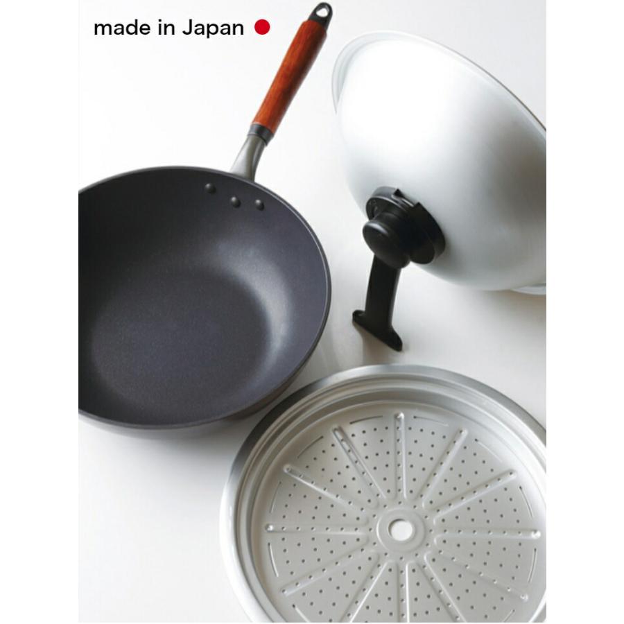 購入特典付 ウー・ウェンパン＋ 24cm ガス火用　本体・蓋・スチームトレー3点セット | 北陸アルミニウム | 04