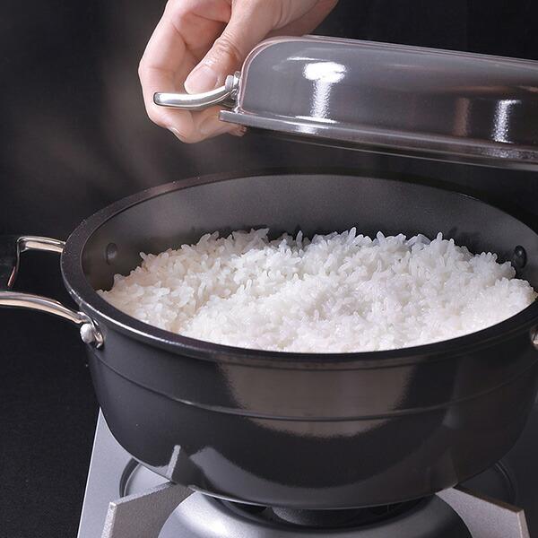 日本製 HAMON アルミ鋳造琺瑯鍋 ガス火用 青墨 A-2032　はもん　北陸アルミニウム | 北陸アルミニウム | 04