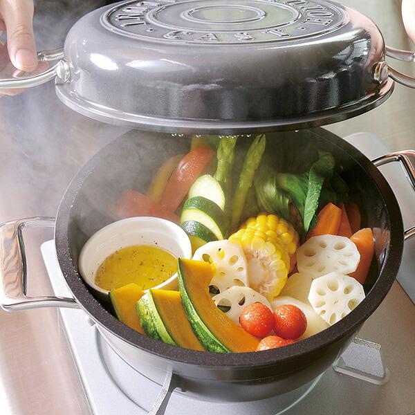 日本製 HAMON アルミ鋳造鍋 サテン仕上　ガス・IH対応 しろがね A-2033　はもん　北陸アルミニウム | 北陸アルミニウム | 03